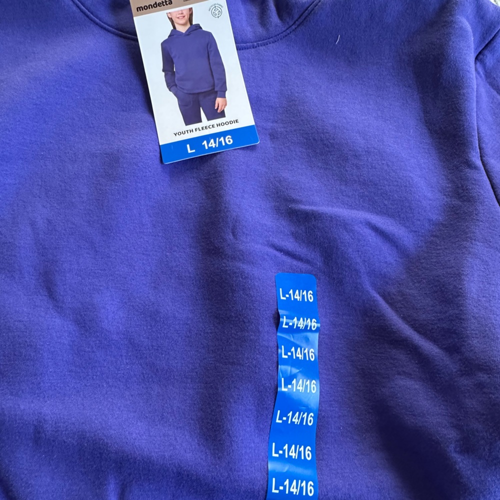 Mondetta Youth Fleece Hoodie in Purple size 10/12 Pants 14/16 - Picture 4 of 5